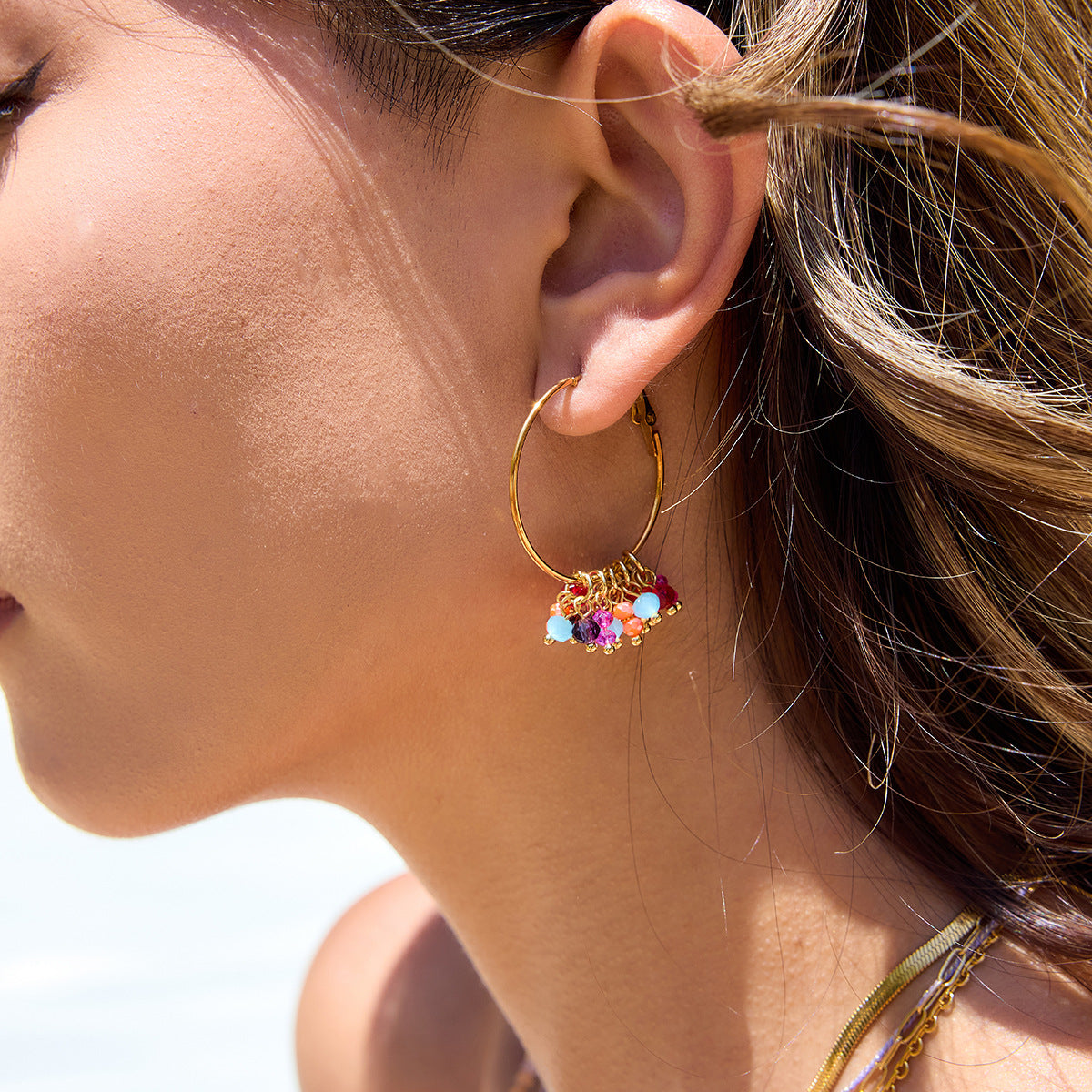 ARETES CUENTAS MULTICOLOR