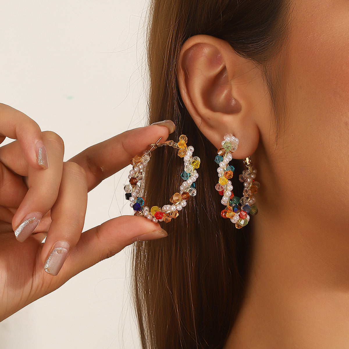 ARETES CUENTAS MULTICOLOR