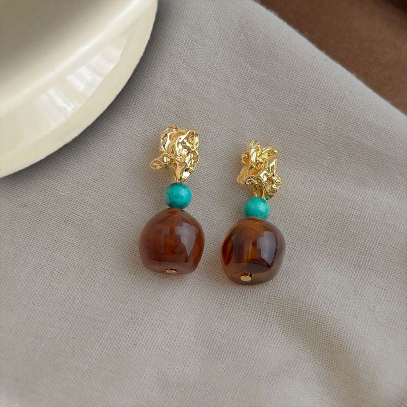 ARETES ÁMBAR Y TURQUESA