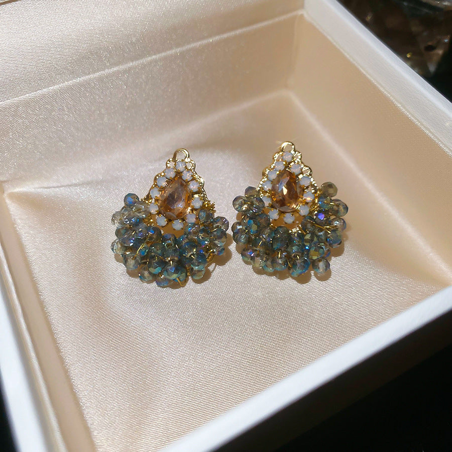 ARETES CRISTALES AZUL Y TORNASOL