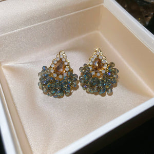 ARETES CRISTALES AZUL Y TORNASOL