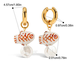 ARETES PECECITO Y PERLA