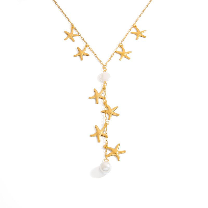 COLLAR ESTRELLAS DE MAR CON PERLAS