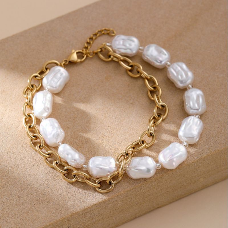 PULSERA PERLAS Y CADENA