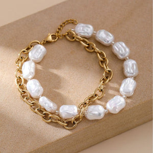 PULSERA PERLAS Y CADENA