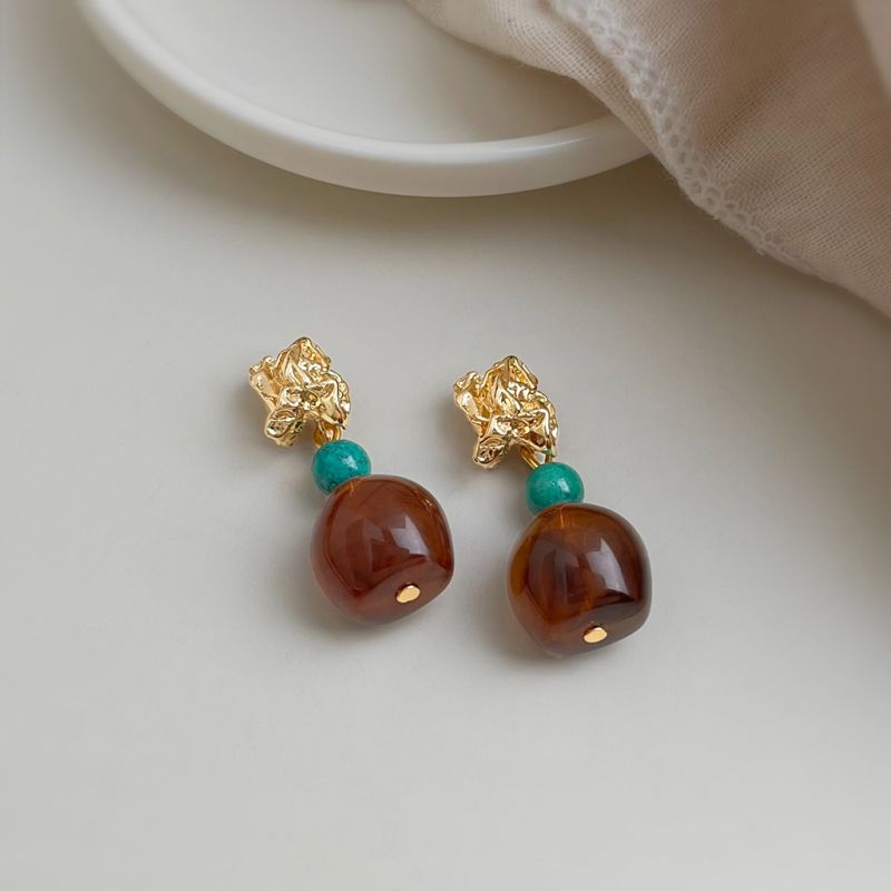 ARETES ÁMBAR Y TURQUESA