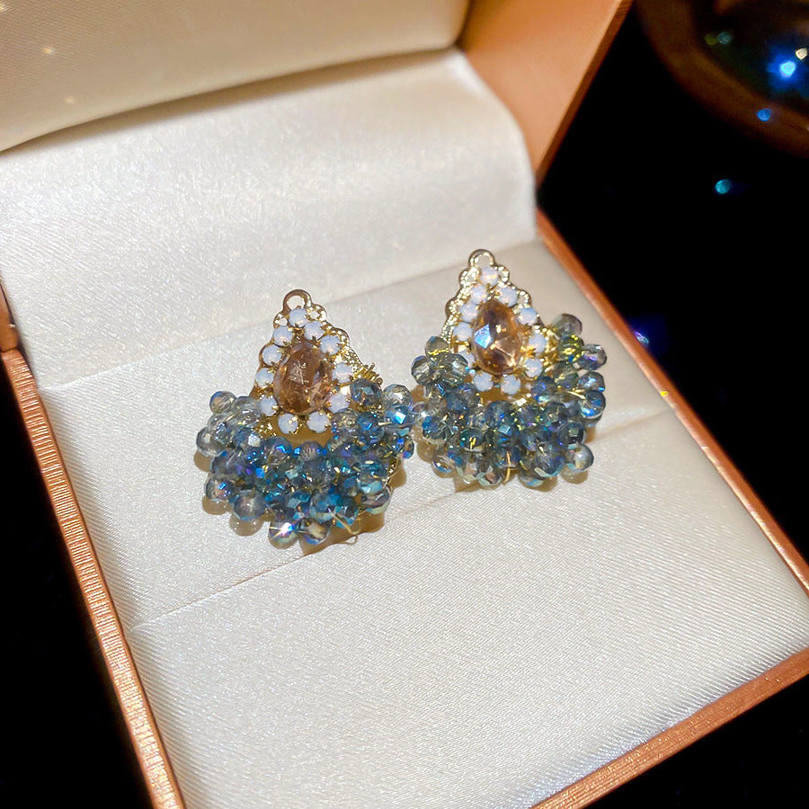 ARETES CRISTALES AZUL Y TORNASOL