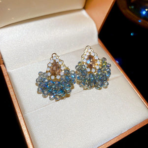 ARETES CRISTALES AZUL Y TORNASOL