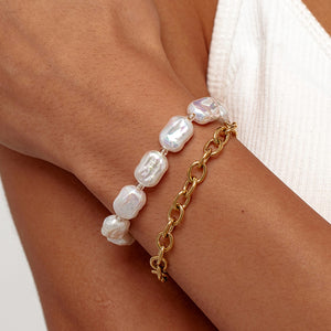 PULSERA PERLAS Y CADENA
