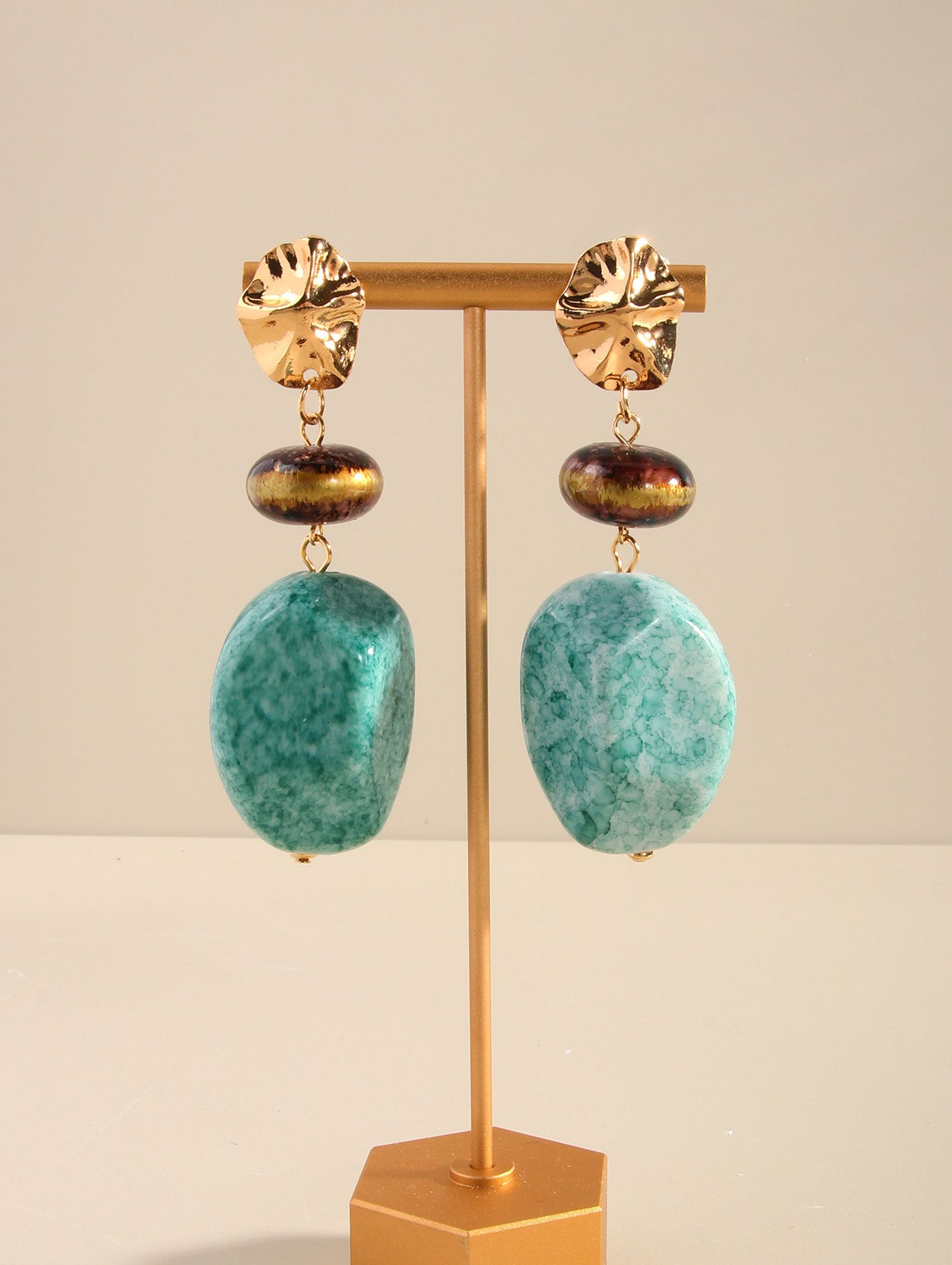 ARETES MARRÓN Y TURQUESA