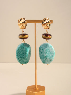 ARETES MARRÓN Y TURQUESA