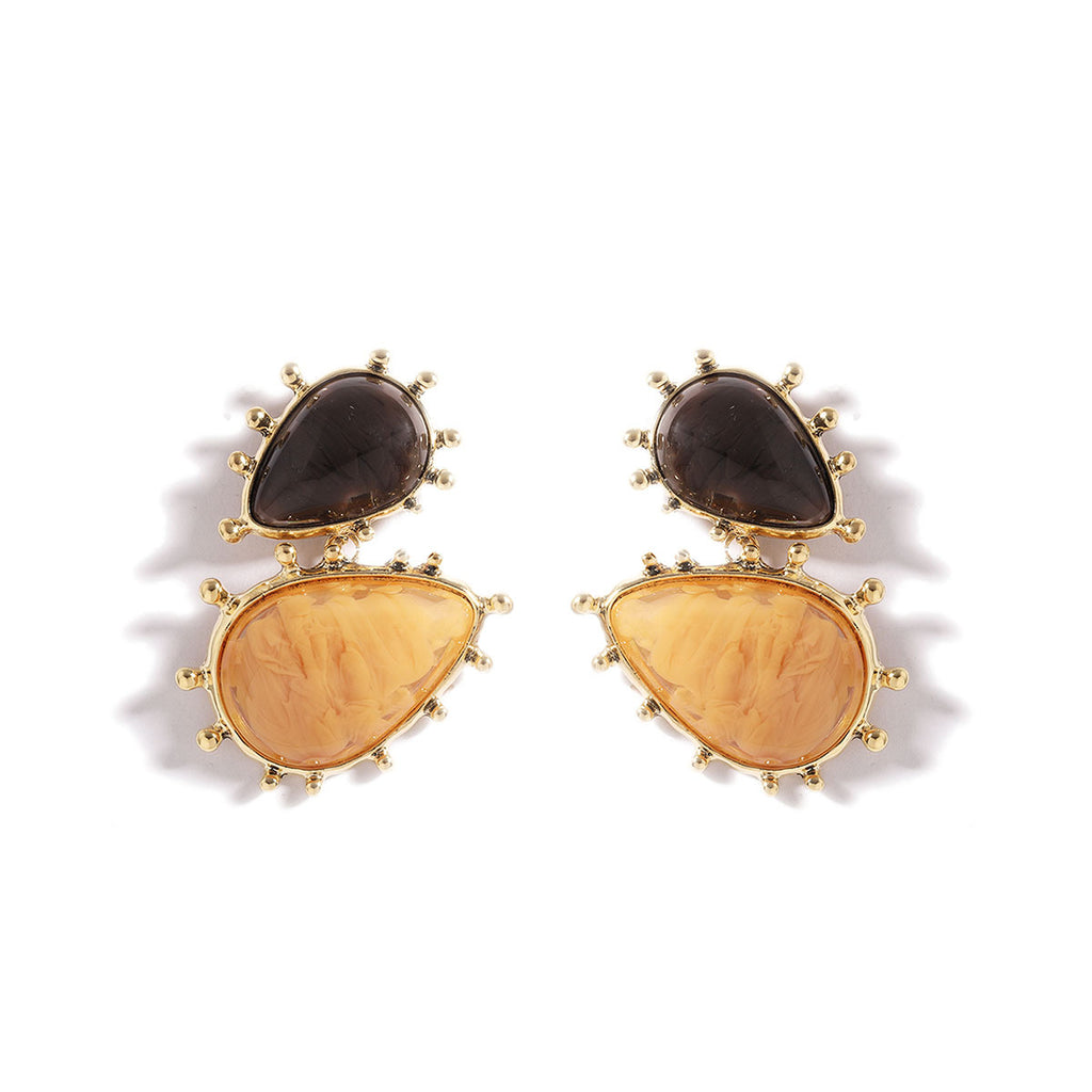 ARETES NEGRO CON BEIGE