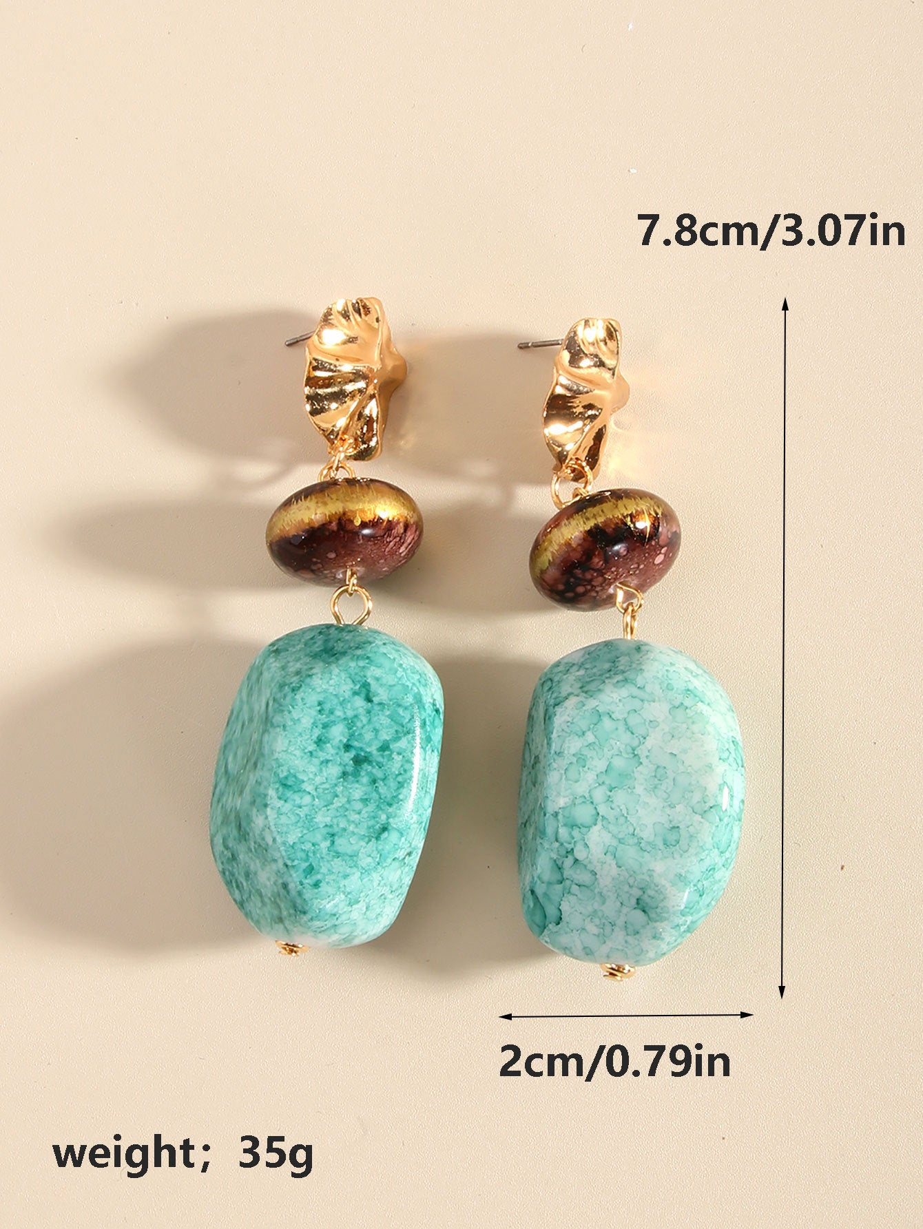 ARETES MARRÓN Y TURQUESA