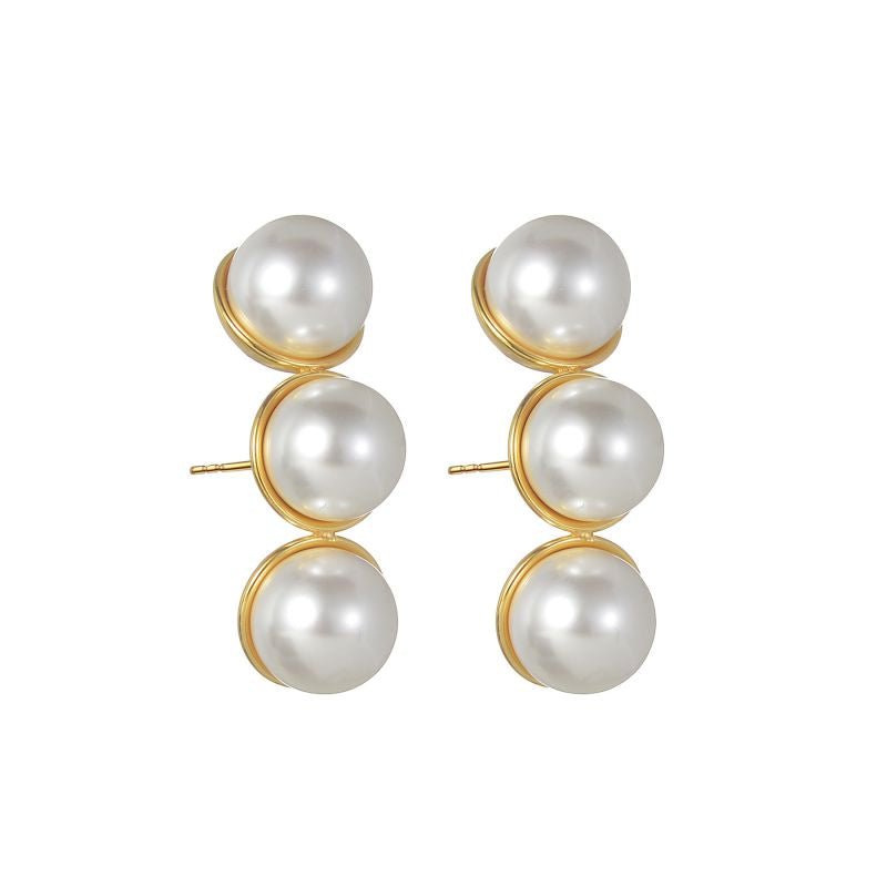 ARETES TRIPLE PERLA