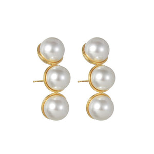 ARETES TRIPLE PERLA
