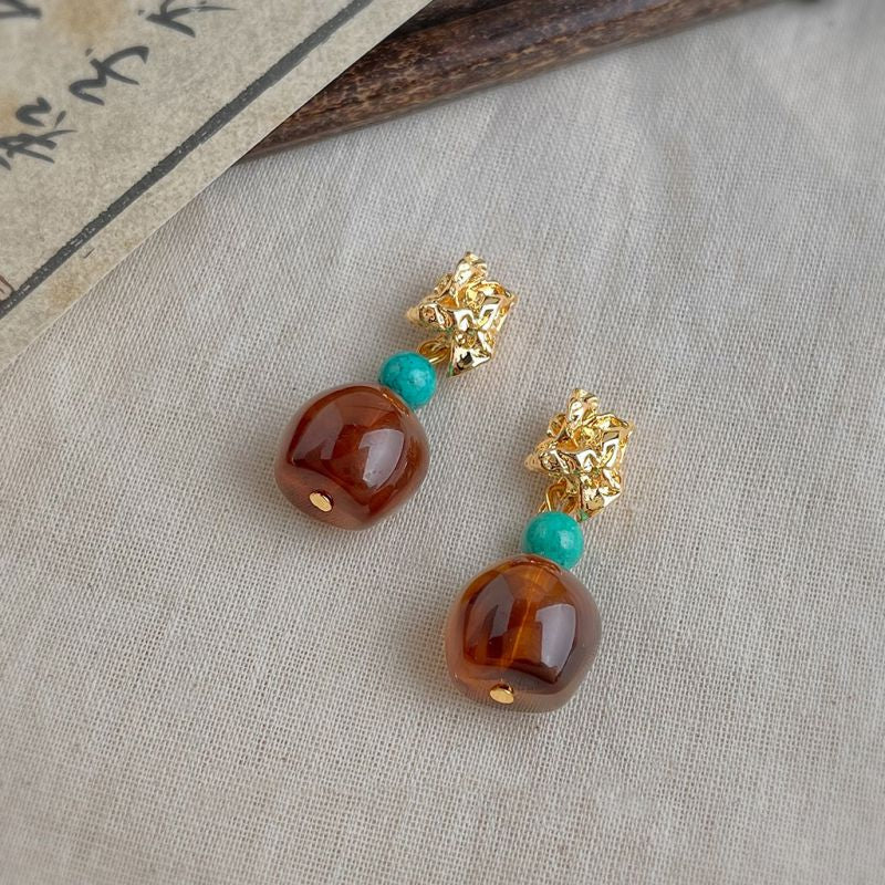 ARETES ÁMBAR Y TURQUESA