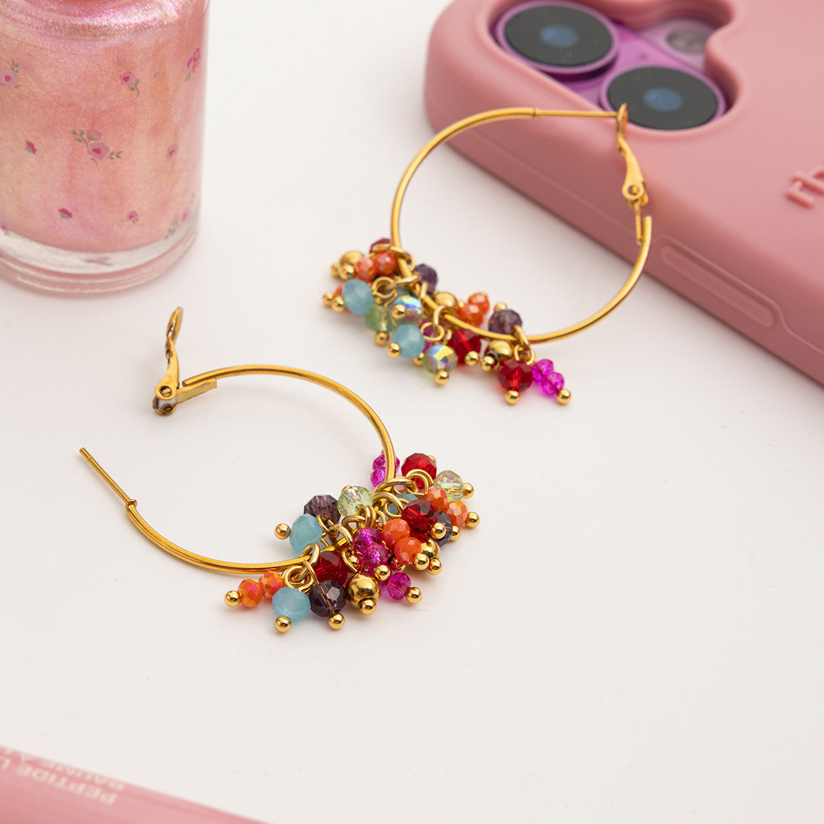 ARETES CUENTAS MULTICOLOR