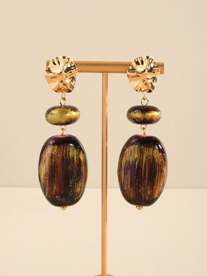 ARETES MARRÓN Y TURQUESA