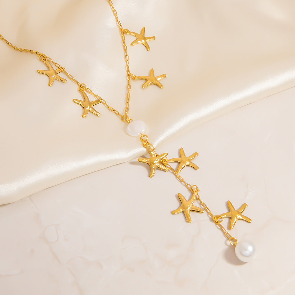 COLLAR ESTRELLAS DE MAR CON PERLAS
