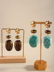 ARETES MARRÓN Y TURQUESA