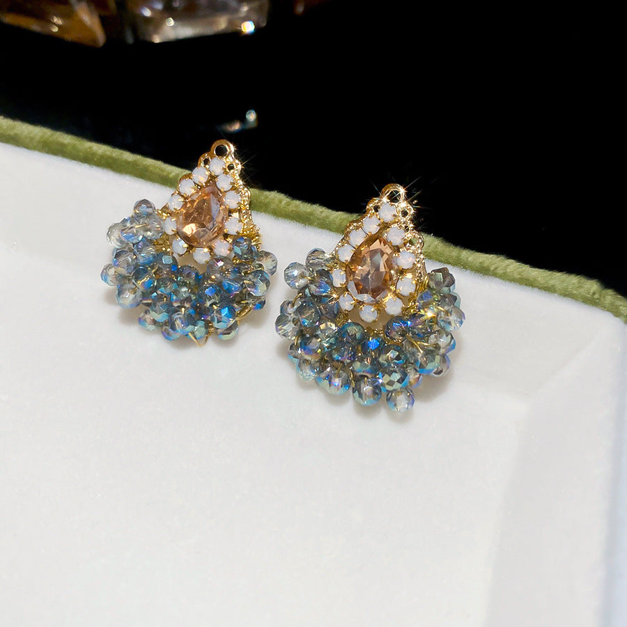 ARETES CRISTALES AZUL Y TORNASOL
